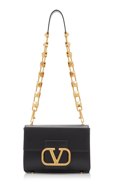 Stud Sign Leather Shoulder Bag