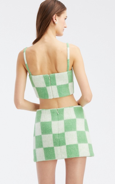 Checkered Wool-Blend Cropped Top