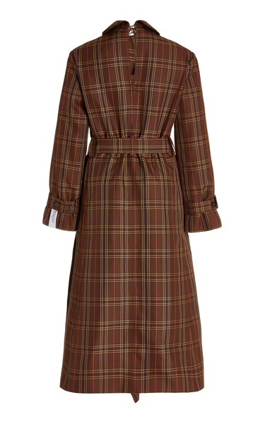 Ring-Detailed Checked Gabardine Trench Coat