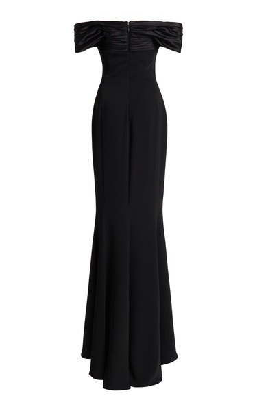 Off-Shoulder Cady & Satin Maxi Dress