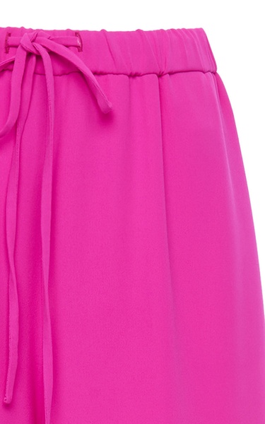 Drawstring Silk Cady Wide-Leg Pants