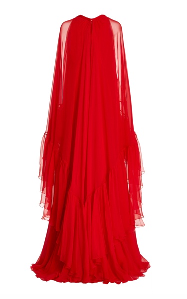 Draped Silk Cape Gown