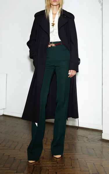 High-Rise Flared Wool Pants