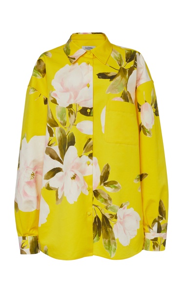 Oversized Floral Cotton-Silk Shirt