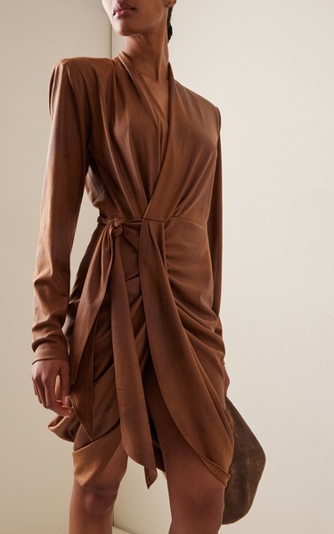 Aleora Burnished Satin Mini Wrap Dress