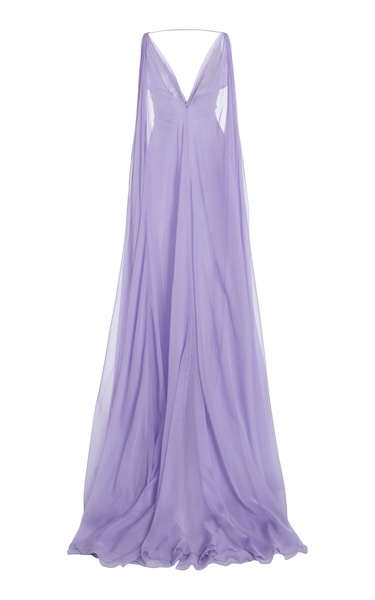 Gathered Silk Chiffon Gown