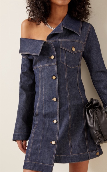 Asymmetric Denim Mini Dress