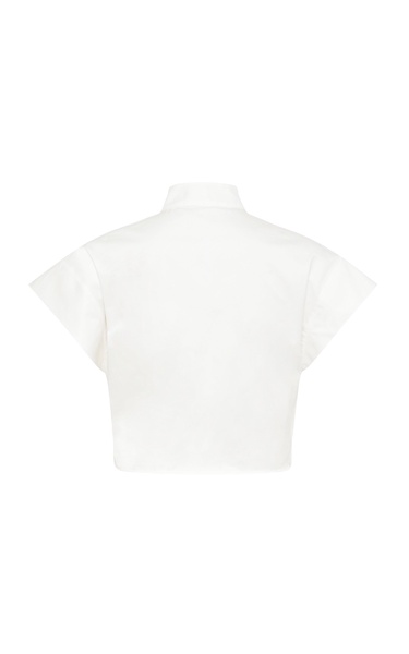 Wrap-Effect Cotton Poplin Cropped Top