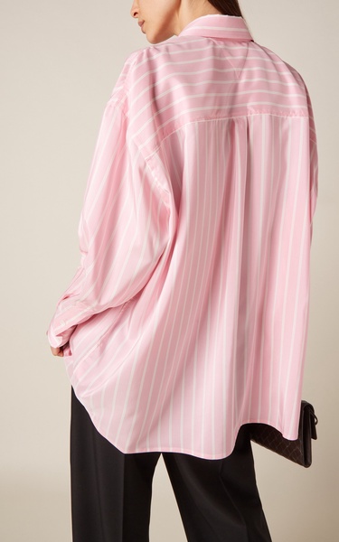 Striped Silk Button-Down Shirt