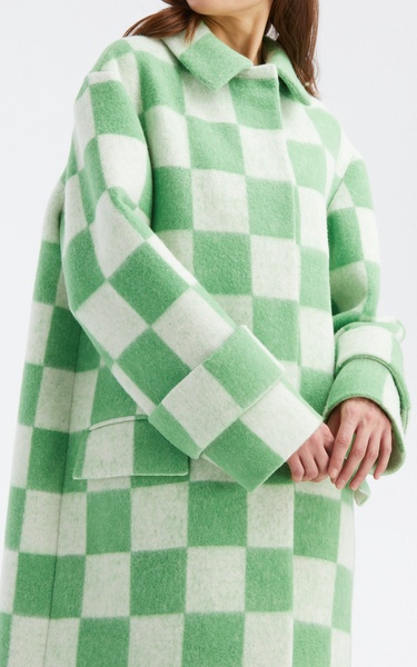 Double-Face Checkered Wool-Blend Coat