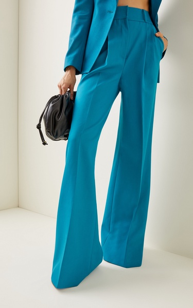 Pleated Wool-Gabardine Wide-Leg Trousers