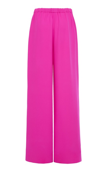 Drawstring Silk Cady Wide-Leg Pants