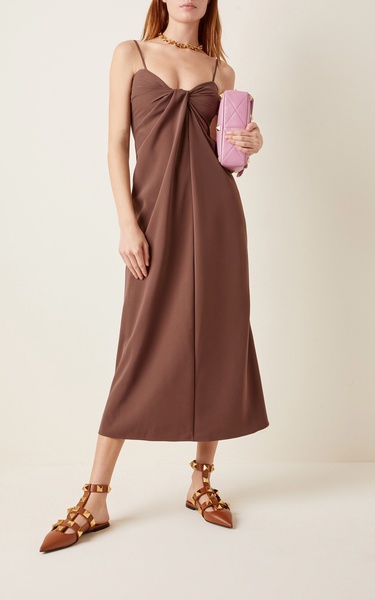 Knot-Accent Silk-Blend Slip Dress