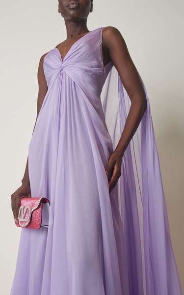 Gathered Silk Chiffon Gown