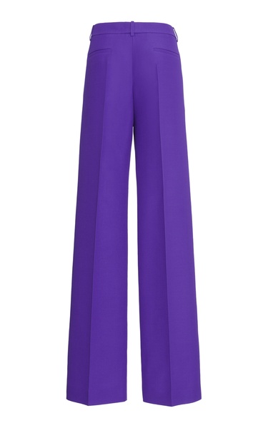 Crepe Couture Wool-Silk Pants Wide-Leg Pants