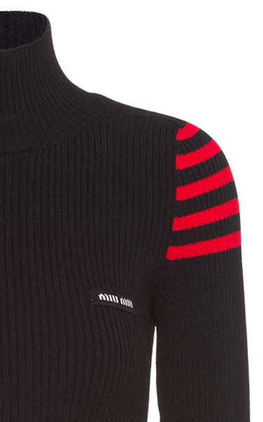 Turtleneck Ribbed Knit Sweater