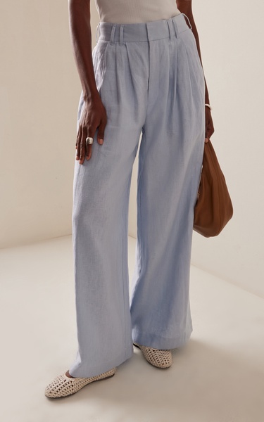 Parker Pleated Linen Wide-Leg Pants