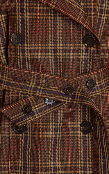 Ring-Detailed Checked Gabardine Trench Coat