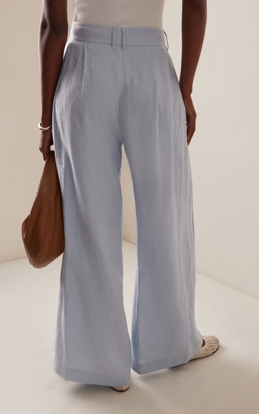 Parker Pleated Linen Wide-Leg Pants