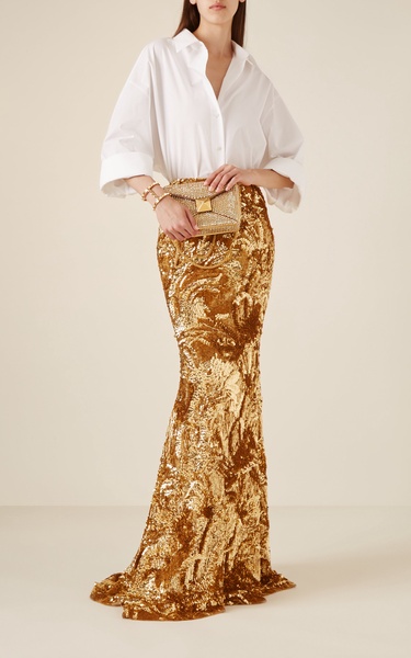 Illusione Tulle Gilt Maxi Skirt