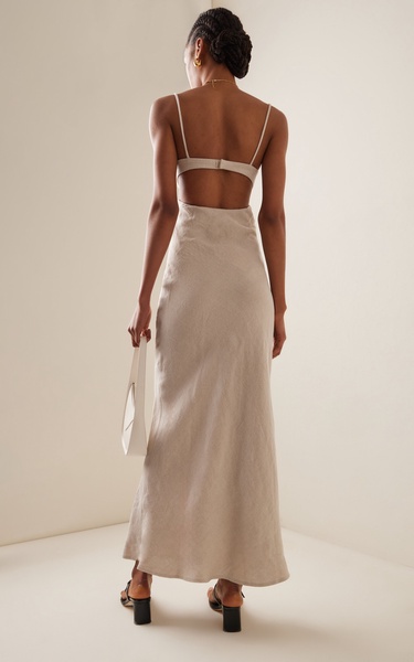 Bra-Detailed Linen Maxi Dress