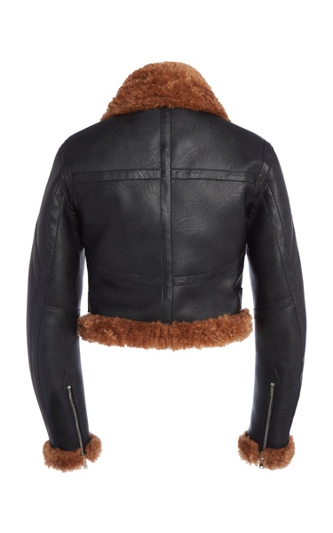 Fitted Eco-Leather Aviator Jacket