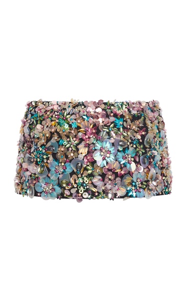 Embellished Wool-Silk Mini Skirt