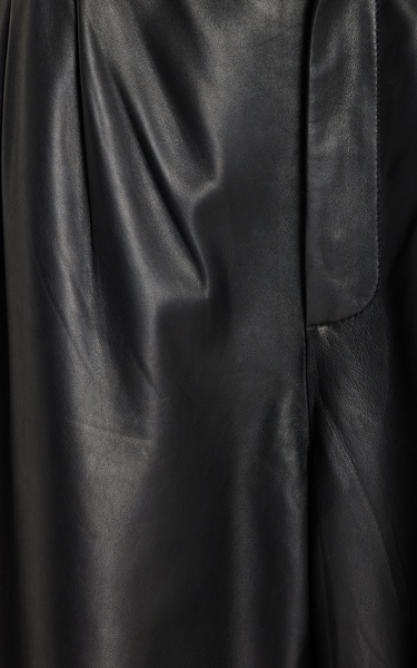 Pleated Wide-Leg Leather Pants