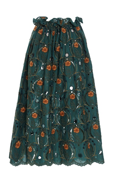 Regina Special Pieces Embroidered Cotton Midi Skirt