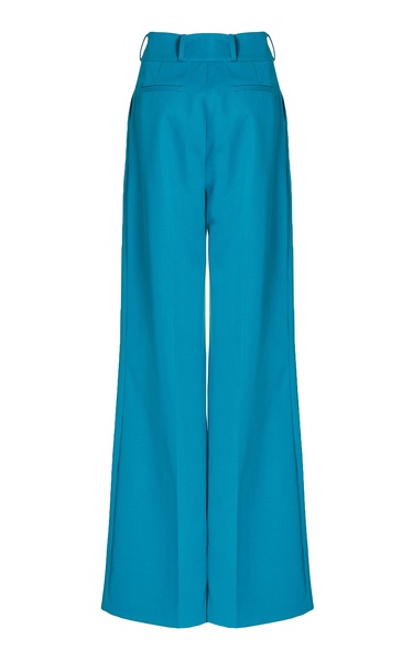 Pleated Wool-Gabardine Wide-Leg Trousers