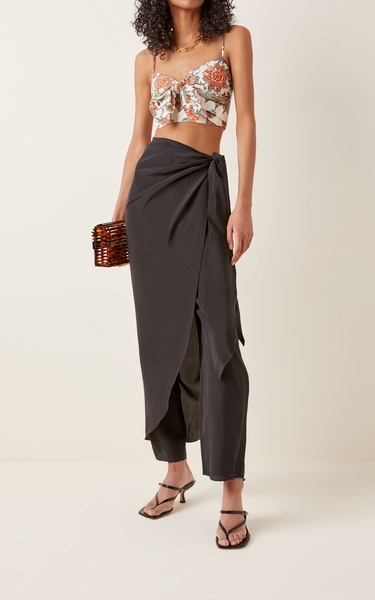 Sol Naciente Draped Silk Pants