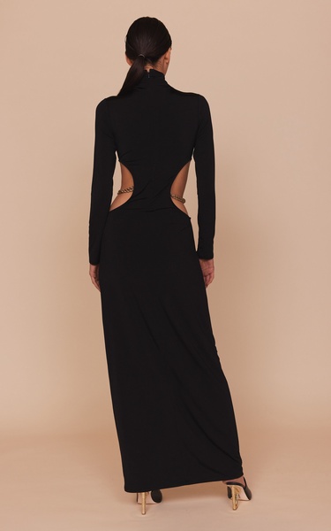 Genevieve Chain-Link Cutout Jersey Gown