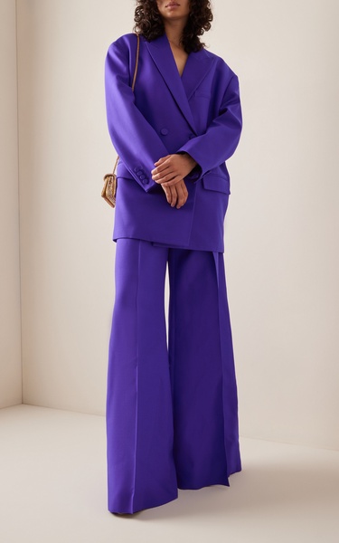 Crepe Couture Wool-Silk Pants Wide-Leg Pants