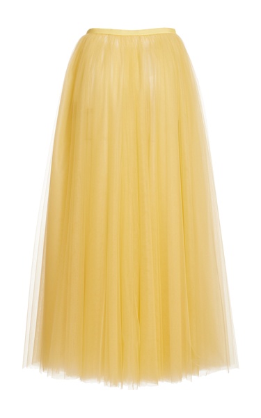 Pleated Tulle Maxi Skirt