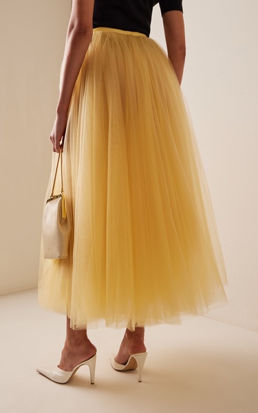 Pleated Tulle Maxi Skirt