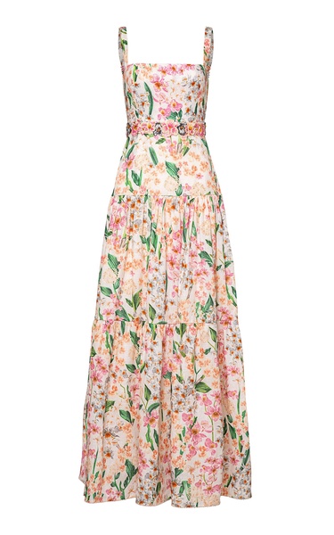 Lima Jardinera Embroidered Linen Maxi Dress