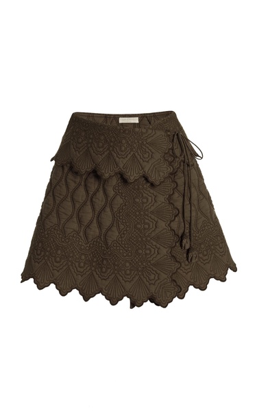 Taryn Embroidered Quilted-Cotton Mini Skirt