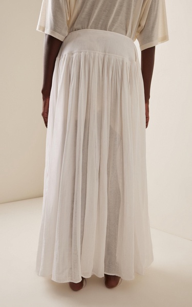 Femke Pleated Cotton-Silk Maxi Skirt