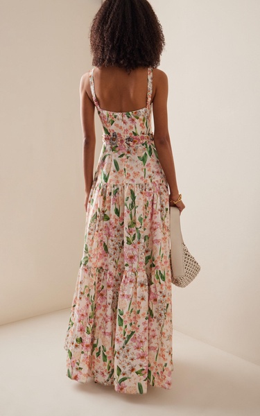 Lima Jardinera Embroidered Linen Maxi Dress