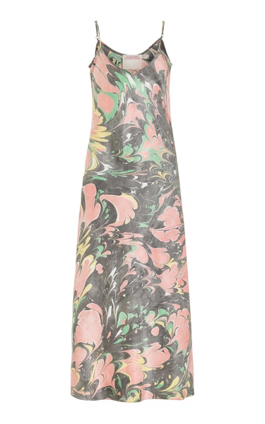 Printed Silk Midi Slip Dress