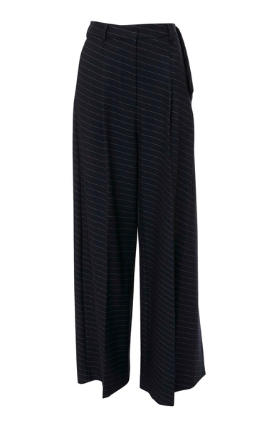 Pleated Wool-Blend Wide-Leg Pants