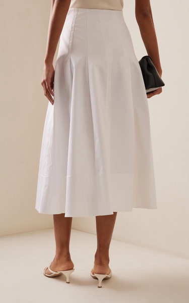 Moore Pleated Stretch-Cotton Twill Midi Skirt