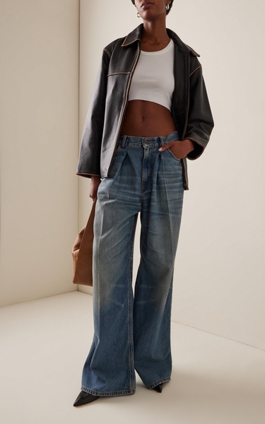 Candy Rigid Pleated Wide-Leg Jeans