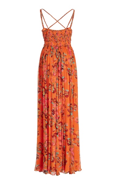 Ines Floral-Printed Silk Maxi Dress