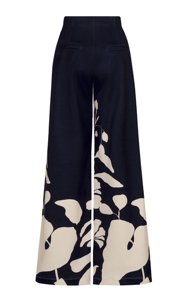 Preferida Botanical Linen-Blend Wide-Leg Pants