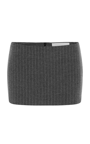 Pinstriped Wool Mini Skirt