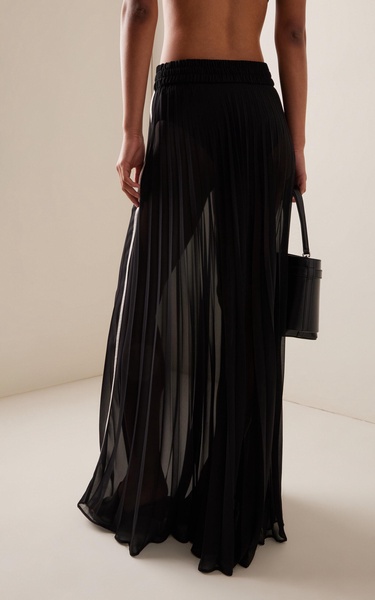 Pleated Chiffon Midi Skirt