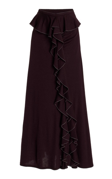 Laila Ruffled Wool Knit Maxi Skirt