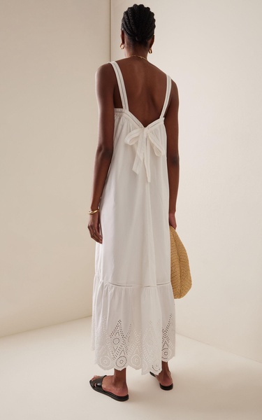 Louisa Tie-Detailed Broderie Anglaise Cotton Maxi Dress