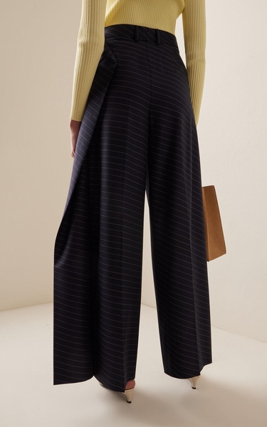 Pleated Wool-Blend Wide-Leg Pants